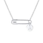 Solidarity Round Circle Sideways Safety Pin Pendant Necklace Sterling Silver