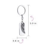 Guardian Angel Wing Feather Key Chain for Men - Oxidized Stainless Steel Dog Tag - Image 3