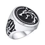 Mens Stainless Viking Warrior Wolf Head Ring or Pendant Men