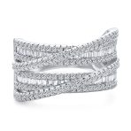 Modern CZ Cubic Zirconia Crossover Criss Cross Statement Cocktail Band Ring - Image 2