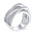 Modern CZ Cubic Zirconia Crossover Criss Cross Statement Cocktail Band Ring - Image 4