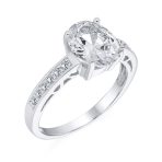 Classic 3CT CZ Oval Solitaire Engagement Ring Cubic Zirconia Pave Filigree Band Sterling Silver