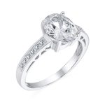Classic 3CT CZ Oval Solitaire Engagement Ring Cubic Zirconia Pave Filigree Band Sterling Silver