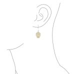 Dia de los Muertos Hoop Huggie Earrings Gold-Plated Sterling Silver Skull Design - Image 3