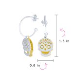 Dia de los Muertos Hoop Huggie Earrings Gold-Plated Sterling Silver Skull Design - Image 4