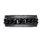 Black Rope Chain Mens Stainless Steel Biker Spinner Fidget Ring for Anxiety Relief - Image 2