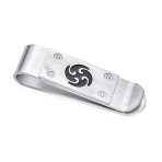 Black Whirling Symbol Blade Ninja Star Money Clip Credit Card Stainless Steel