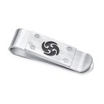Black Whirling Symbol Blade Ninja Star Money Clip Credit Card Stainless Steel