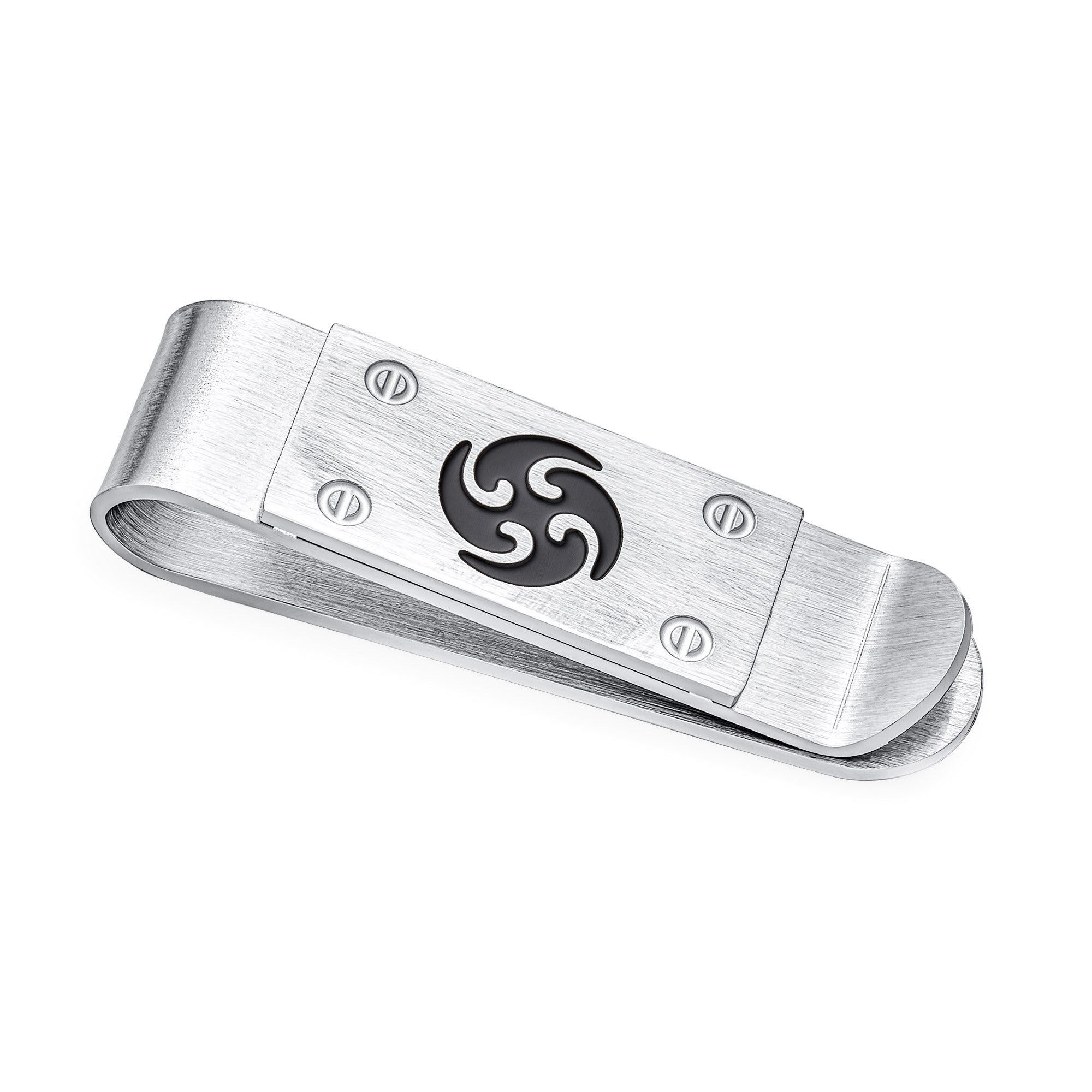 personalize-black-spinning-blade-ninja-money-clip-cdl-csmc6007_01 Black Whirling Symbol Blade Ninja Star Money Clip Credit Card Stainless Steel - Image 1