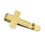 Christian Fleur de Lis Cross Money Clip Credit Card Holder Silver Gold Tone