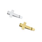Set of 2 Christian Fleur de Lis Cross Money Clip Credit Card Holder Gold Plated