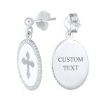 Christian Religious White Enamel Fleur De Lis Cross Dangle Earrings  Silver - Image 5