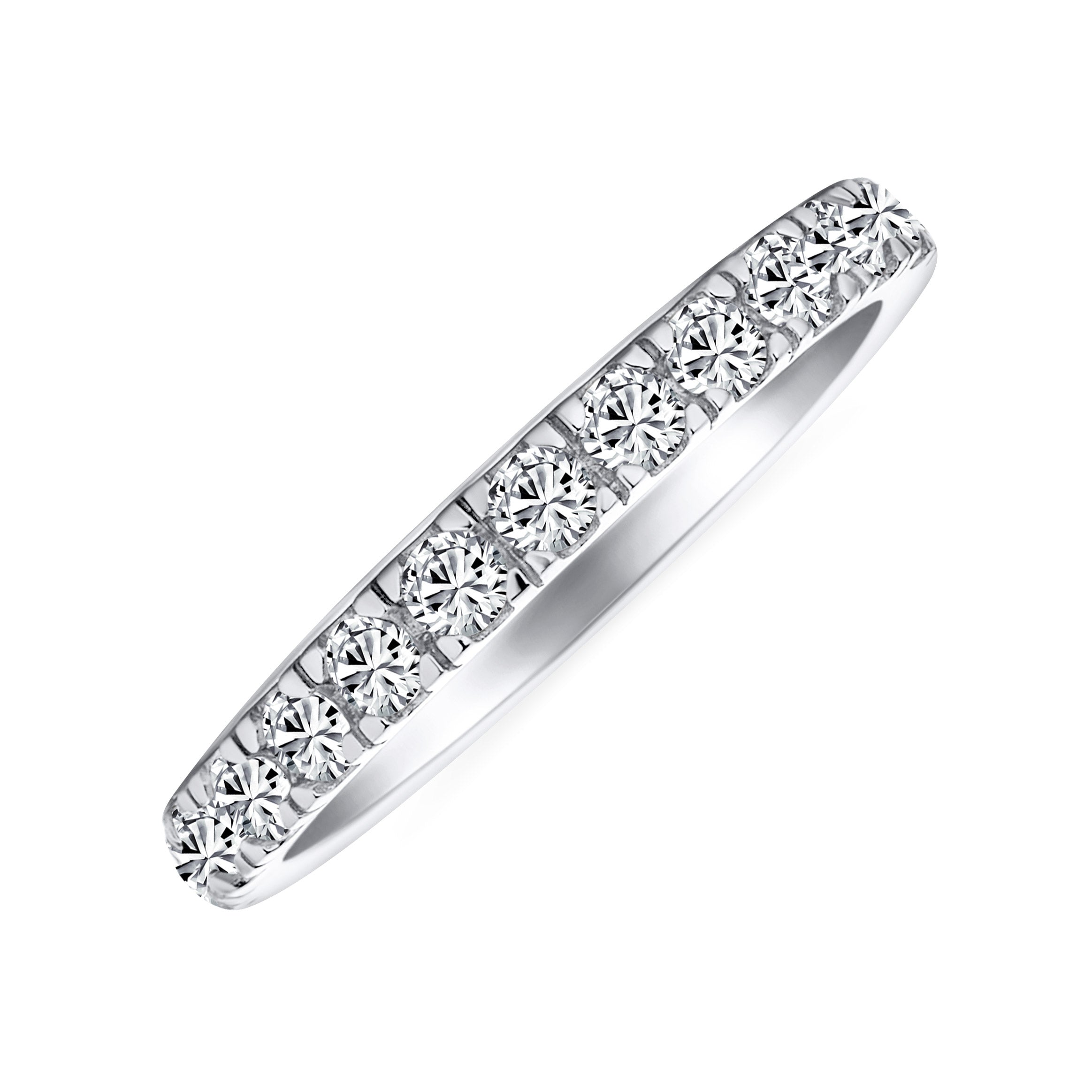 personalize-clear-round-cz-thin-eternity-mdr-3924r-062_01 Cubic Zirconia Cocktail Statement Ring: Clear CZ Half Eternity Wedding Band - Image 1