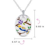 Oval Inlay Style Nature Bird Cameo Pendant Necklace .925 Sterling Silver - Image 4