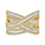 Modern CZ Cubic Zirconia Crossover Criss Cross Statement Cocktail Band Ring