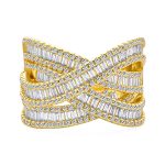 Modern CZ Cubic Zirconia Crossover Criss Cross Statement Cocktail Band Ring