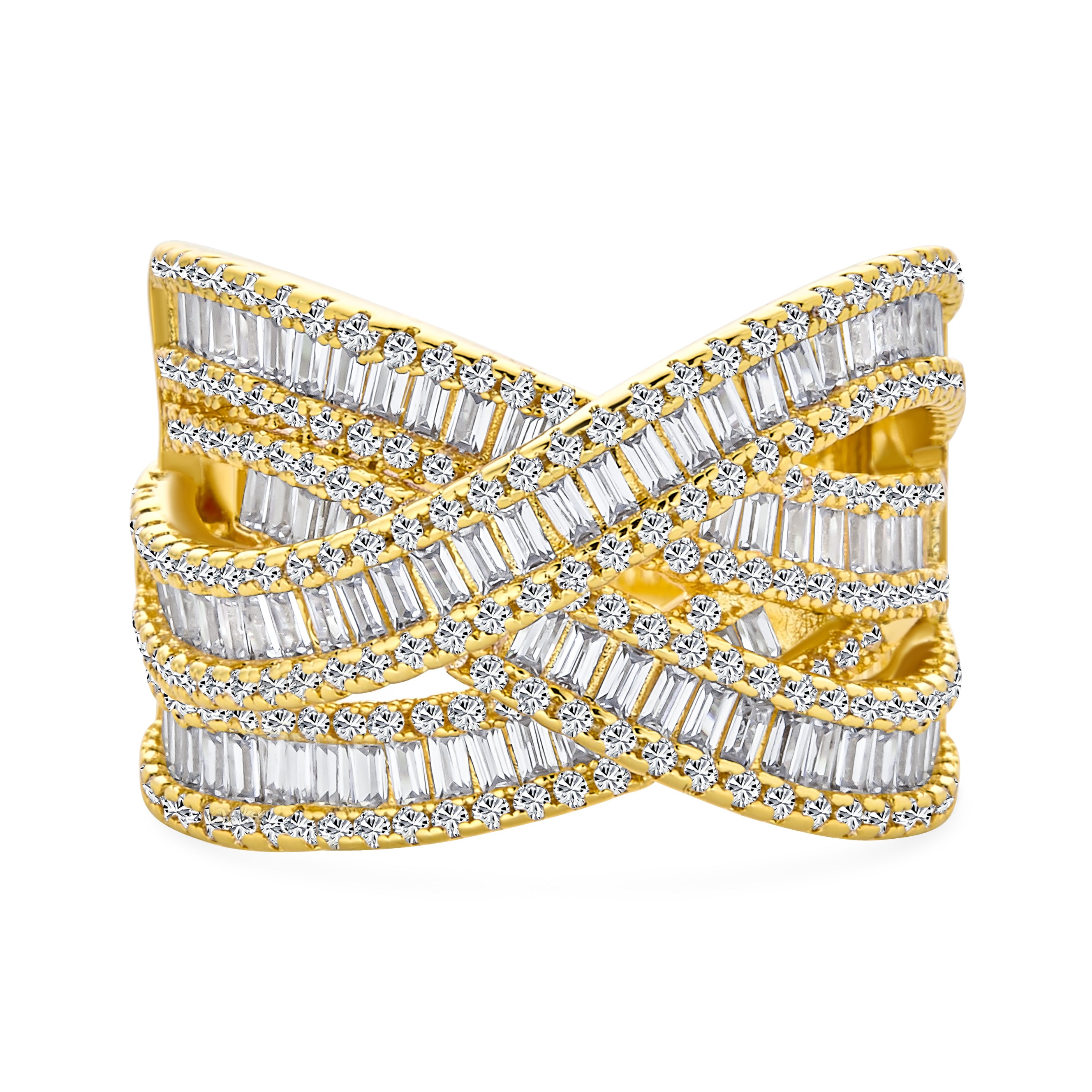personalize-cz-stacking-multi-band-ring-my-bmr84908-01 Modern CZ Cubic Zirconia Crossover Criss Cross Statement Cocktail Band Ring - Image 1