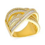 Modern CZ Cubic Zirconia Crossover Criss Cross Statement Cocktail Band Ring - Image 3