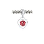 Heart Shape Medical ID Dangle Charm Bead Sterling Silver for European Bracelet - Image 3
