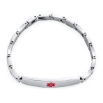 Set of 2 Leaf Link Chain Red ID Bracelet for Men Silver Stainless Steel 7.5 Inch - Image 4