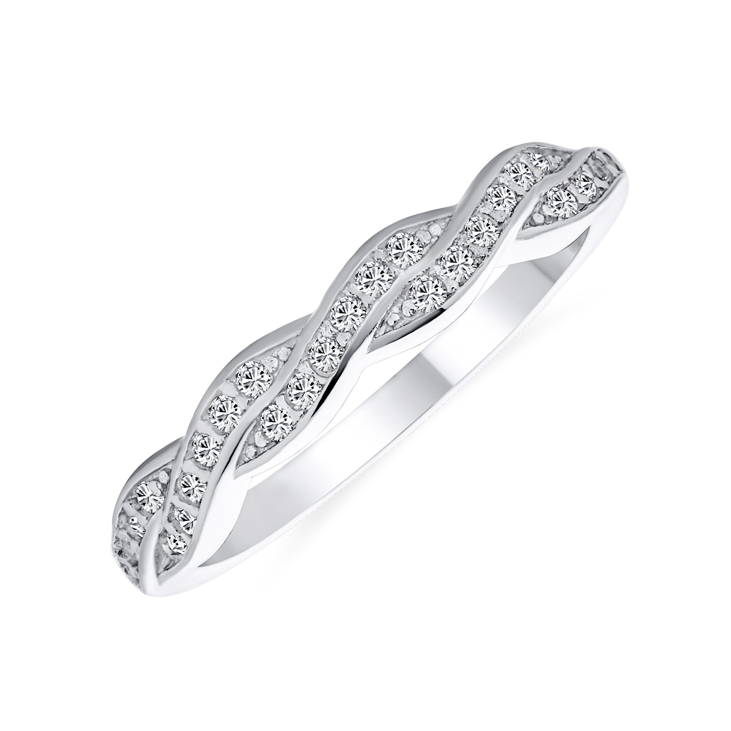 personalize-intertwined-twist-knot-cz-infinity-mdr-3924r-064_01 Intertwined Twist Half Eternity Pave CZ Infinity Band Ring Sterling Silver - Image 1