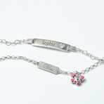 Delicate Petite Heart Blank Name Identification ID Bracelet .925 Sterling Silver 6" - Image 6