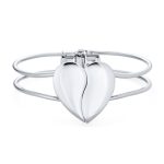 Romantic Friendship Love Split Heart Bracelet Bangle Cuff Bracelet