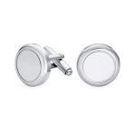 Simple Blank Monogram Round Circle Stainless Steel Cufflinks Executive Gift