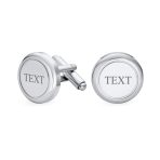 Simple Blank Monogram Round Circle Stainless Steel Cufflinks Executive Gift - Image 5