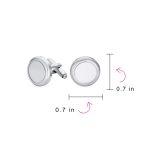 Simple Blank Monogram Round Circle Stainless Steel Cufflinks Executive Gift - Image 4