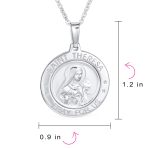 Large Patron of Missions Saint Theresa Pendant Necklace in Sterling Silver - Image 4
