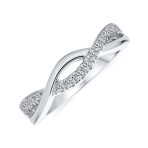 Intertwined Open Knot Half Eternity Pave CZ Infinity Band Ring Sterling Silver