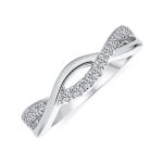 Intertwined Open Knot Half Eternity Pave CZ Infinity Band Ring Sterling Silver