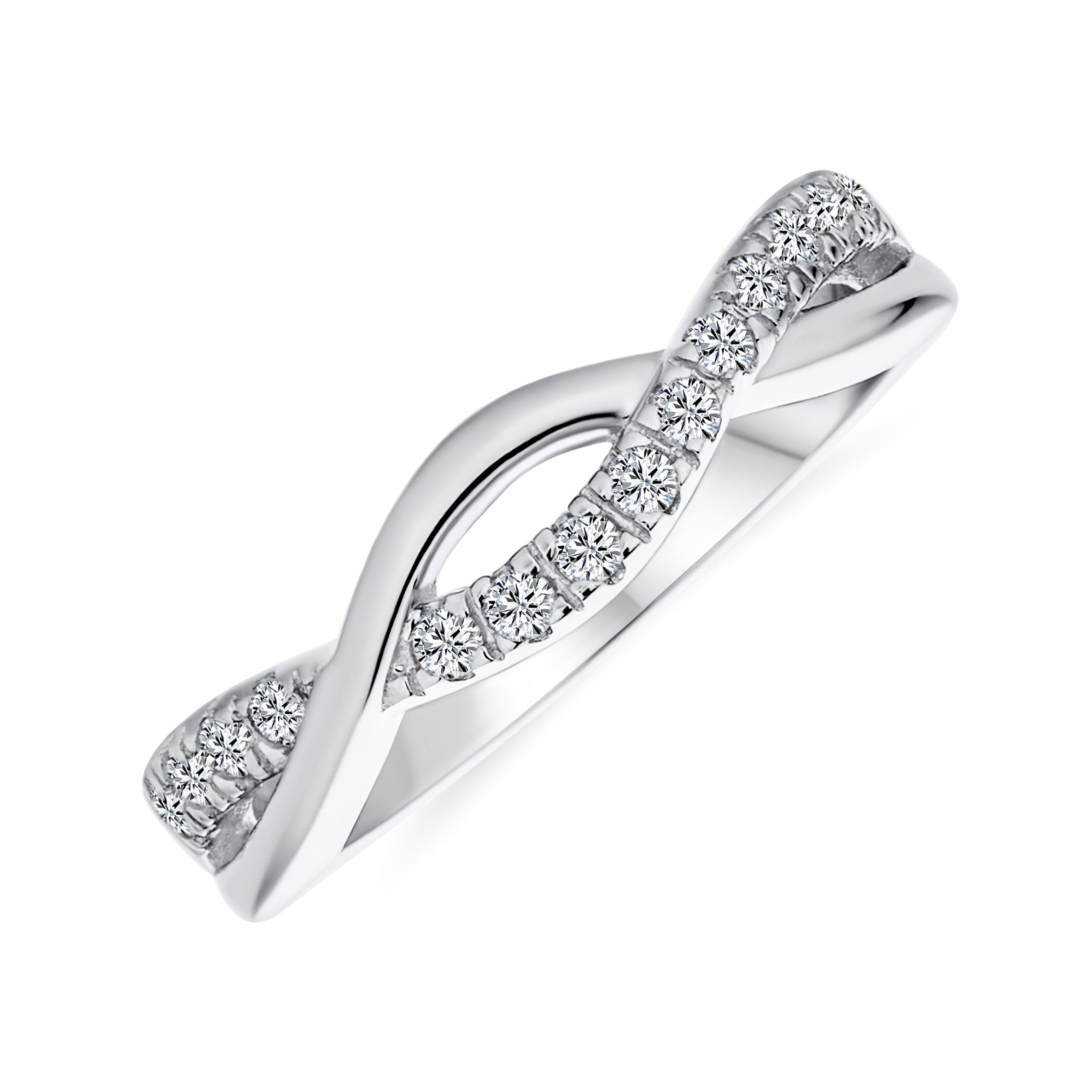 personalize-twist-eternity-cz-ring-mdr-3747r-031_01 Intertwined Open Knot Half Eternity Pave CZ Infinity Band Ring Sterling Silver - Image 1