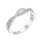 Intertwined Open Knot Half Eternity Pave CZ Infinity Band Ring Sterling Silver - Image 2