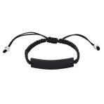 Black ID Bracelet with Braided Rope Cord and Stainless Plate - Image 2