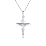 Religious INRI Jesus Crucifix Cross Necklace Pendant .925 Sterling Silver 18 Inch