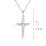 Religious INRI Jesus Crucifix Cross Necklace Pendant .925 Sterling Silver 18 Inch - Image 4