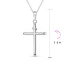 Set of 2 Tube Cross Medium & Large Pendant Necklace Polished Sterling Silver - Image 4