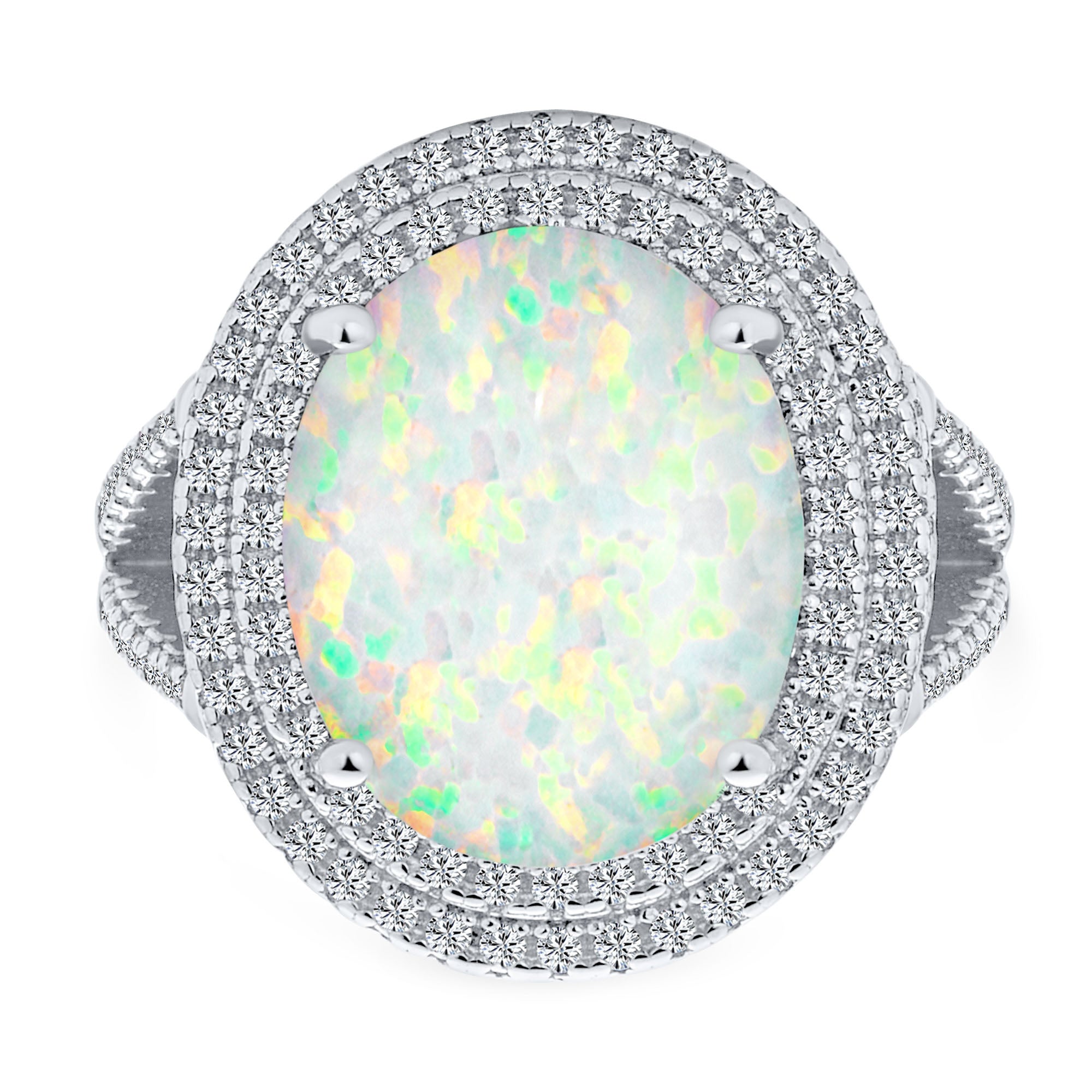 personalize-vintage-opal-oval-halo-ring-xny-rs4283a1-az_01 Vintage Style Gemstone Opal Cocktail Statement Ring with CZ Halo Sterling Silver - Image 1