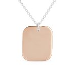 Paw Print Dog Tag Pendant Necklace Two Tone Rose Gold .925 Sterling Silver - Image 2
