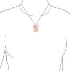 Paw Print Dog Tag Pendant Necklace Two Tone Rose Gold .925 Sterling Silver - Image 3