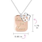 Paw Print Dog Tag Pendant Necklace Two Tone Rose Gold .925 Sterling Silver - Image 4