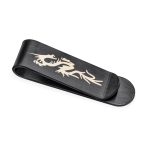 Two Tone Dragon Men Money Clip Card Holder - Black IP Stainless Steel