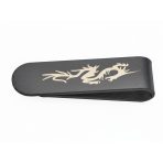 Two Tone Dragon Men Money Clip Card Holder - Black IP Stainless Steel - Image 2