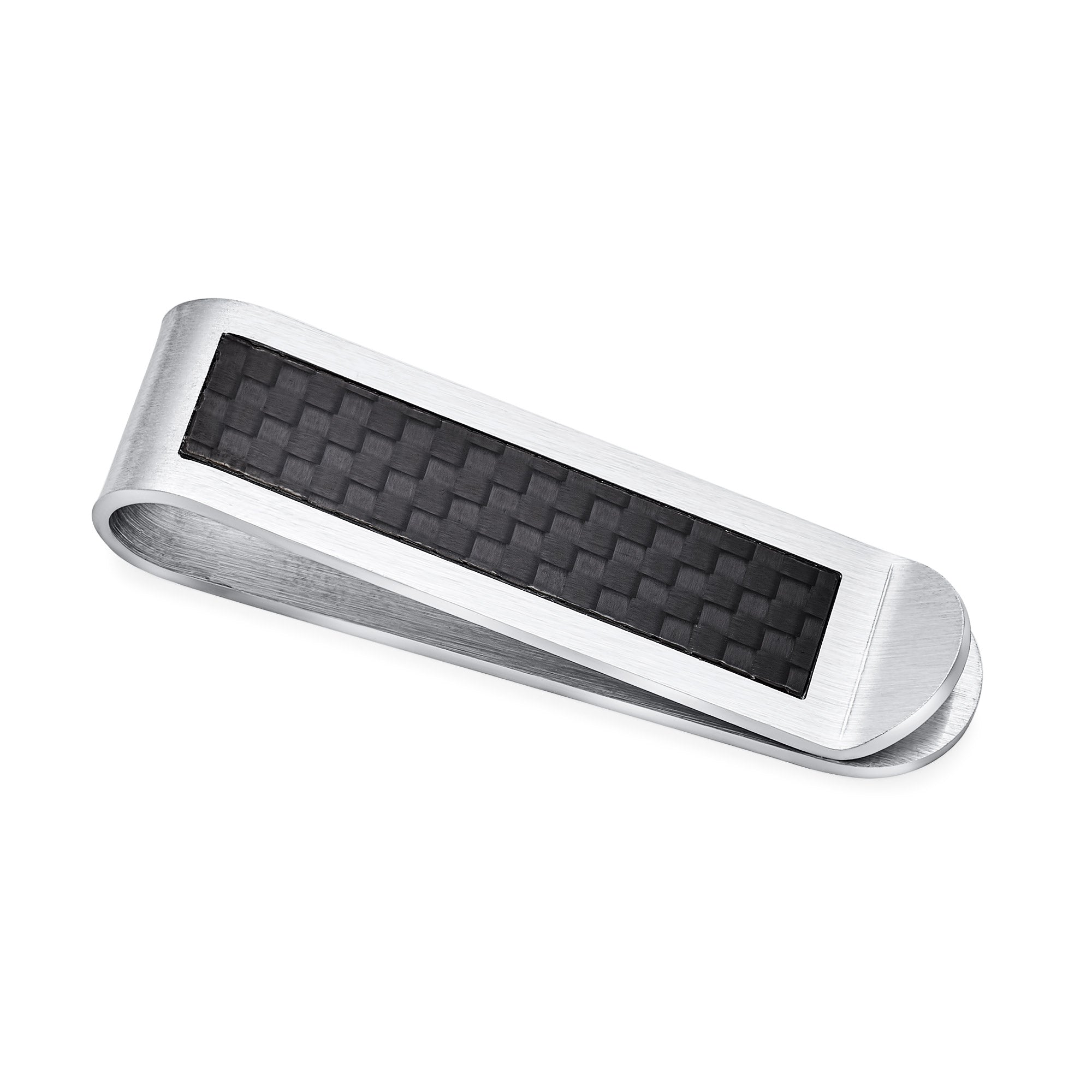 personalized-black-weave-carbon-money-clilp-cdl-csmc6005_01 Two Tone Black Weave Carbon Fiber Money Clip Card Holder for Men - Gift for Dad - Image 1