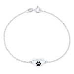 Dainty Charm Bracelet for Pet Lovers with Heart and Paw Print Sterling Silver