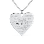 Mother Day Words Describe Your MOM Mother Heart Pendant Necklace .925 Sterling Silver