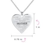 Mother Day Words Describe Your MOM Mother Heart Pendant Necklace .925 Sterling Silver - Image 4