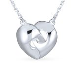 Crystal Accent 3D Interlocking Heart Pendant Necklace for Mom in Sterling Silver - Image 2